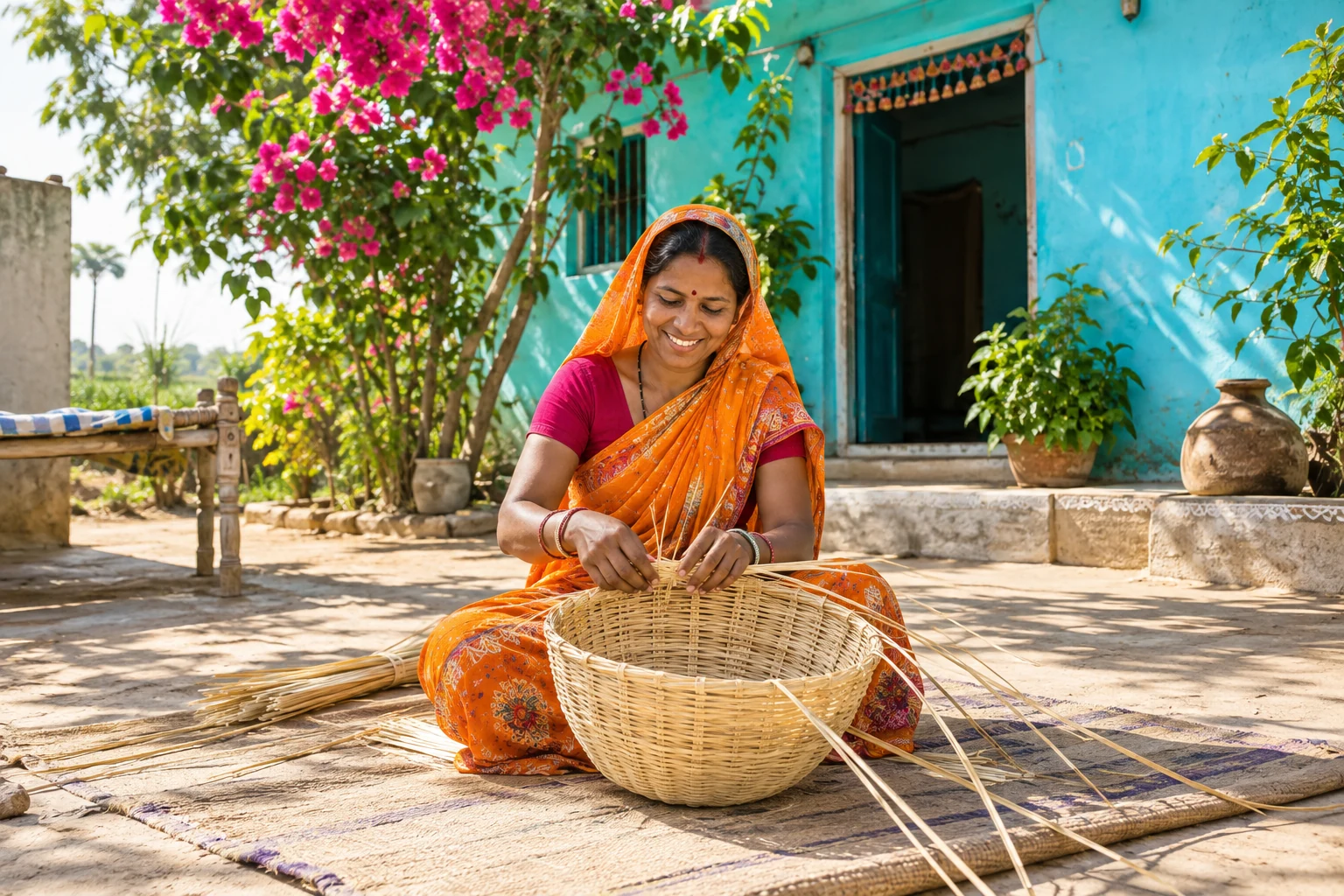 Illustrative photo of a basket artisan at work