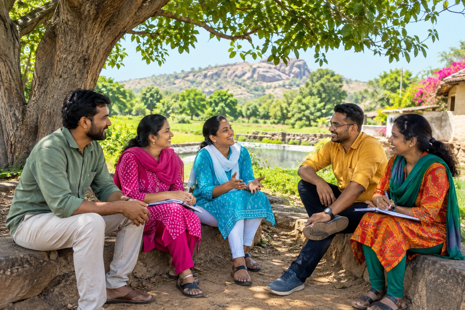 Illustrative photo of an outdoor environmental and community discussion