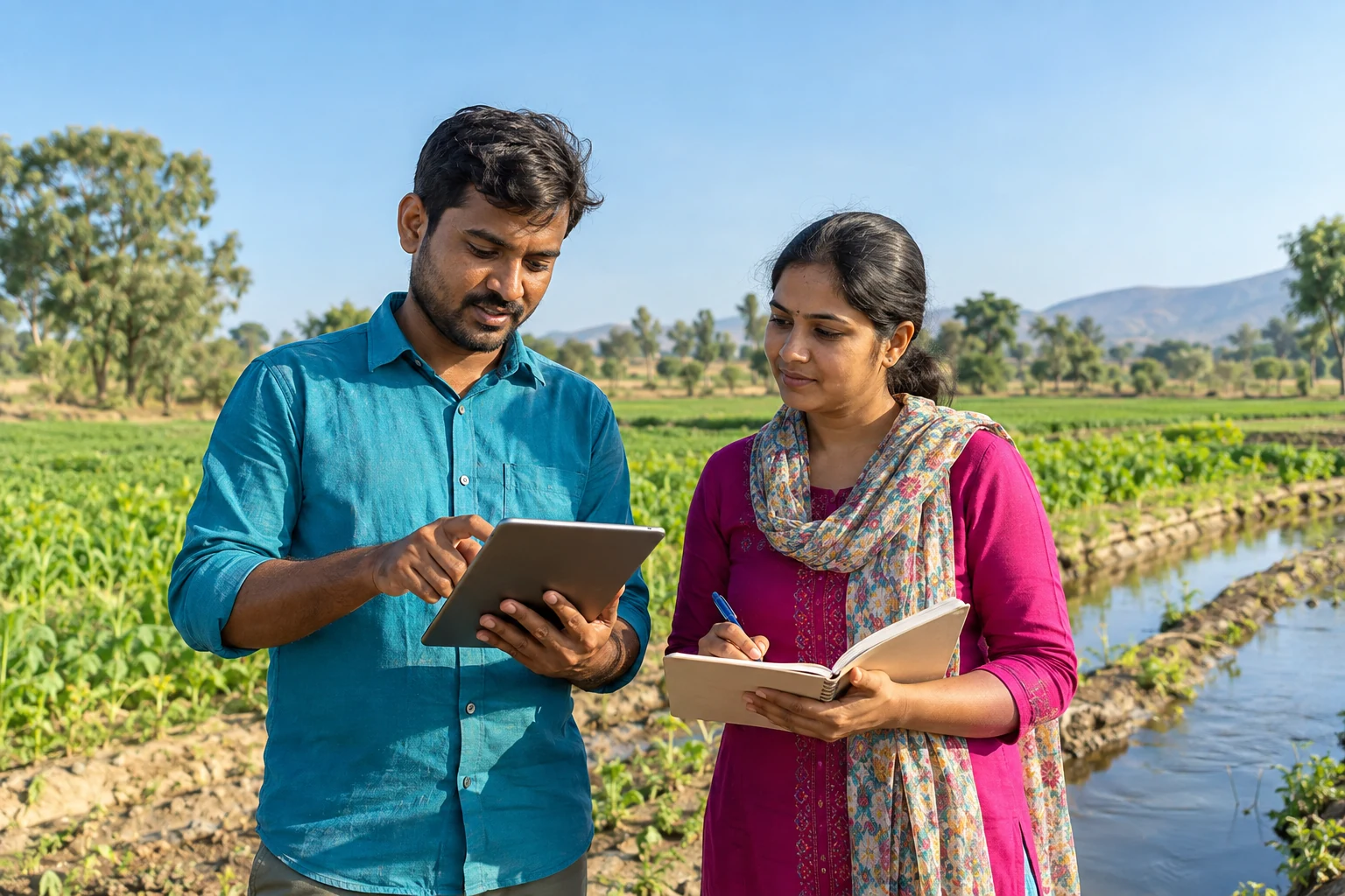 Illustrative photo of researchers reviewing field observations